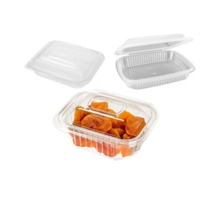 PLASTIC BANDEJA 250cc TAPA BISAGRA FOOD x 10u (540)